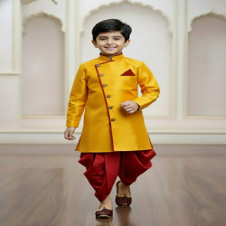 Boys Jute Indo-Western Kurta Dhoti Set